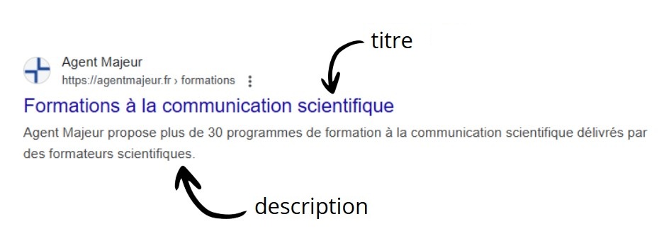 Exemple de résultat de recherche Google avec ses meta données