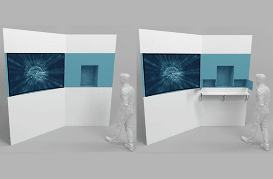 Scénographie évènementielle : Vues 3D de présentoirs pour un showroom